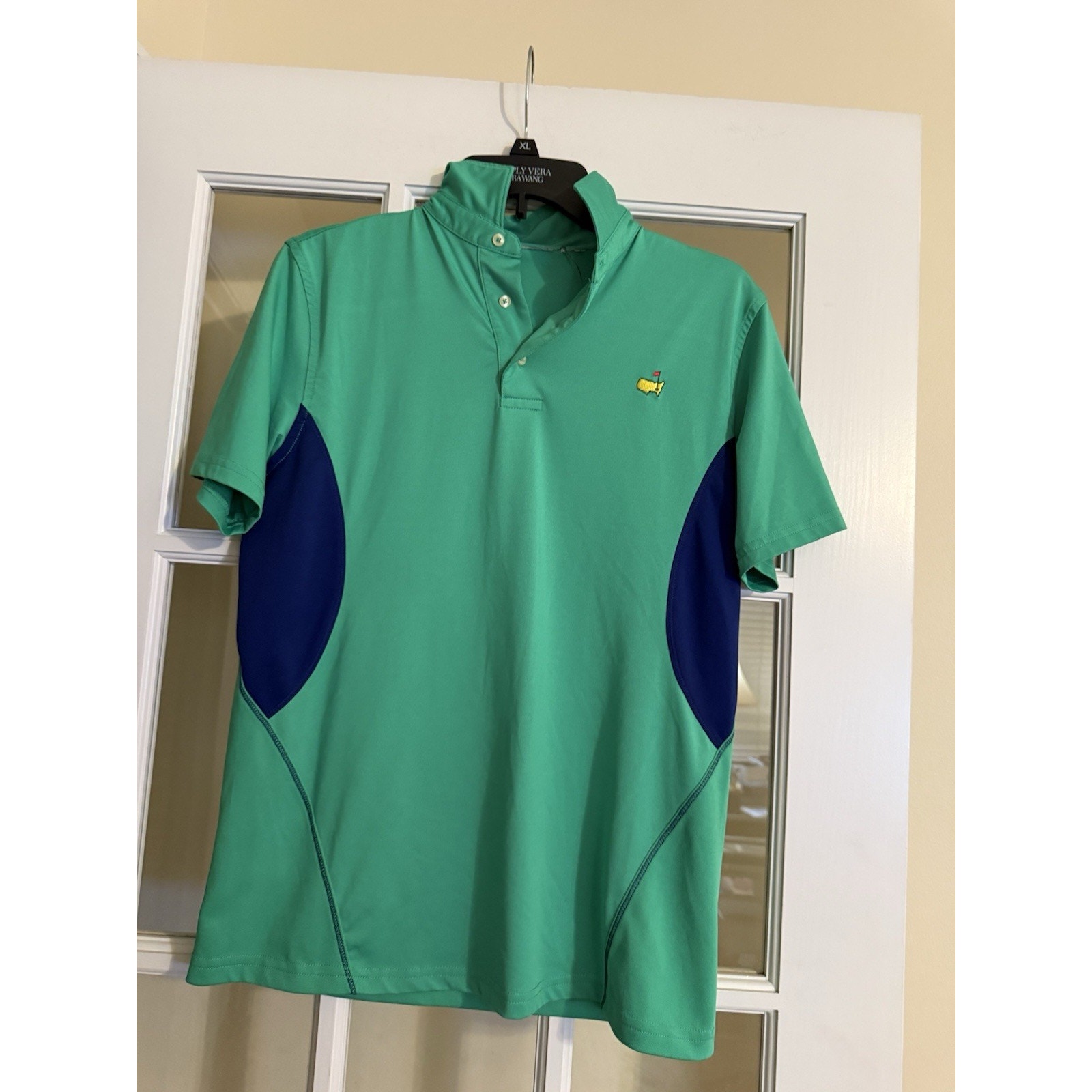 Masters Green Blue Short Sleeved Polo Sweat Wicking Golf Shirt Embroidered Small
